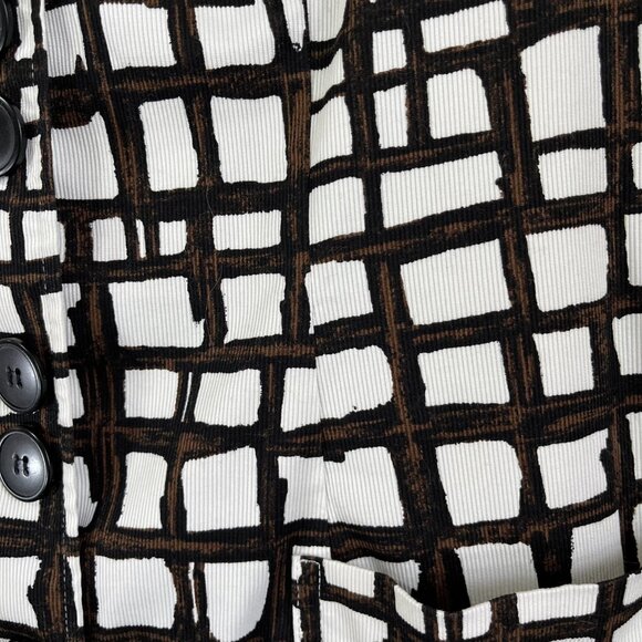 Talbots Size 12 Corduroy Stretch Button Down Front Midi Dress Geometric White - Picture 8 of 8